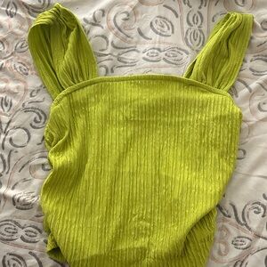 Vibrant Lime Green Textured Tank Top